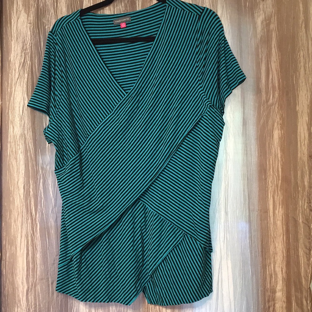 Vince Camuto striped short sleeve blouse.